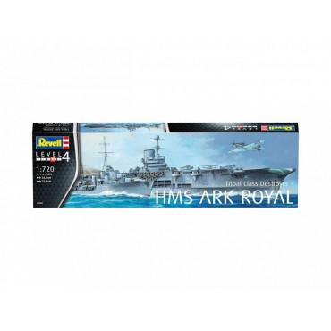 KIT PARA MONTAR REVELL BARCO PORTA AVIÕES HMS ARK ROYAL + TRIBAL CLASS DESTROYER 1/720 110 PEÇAS REV 05149